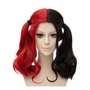 Red and black Harley Quinn wig